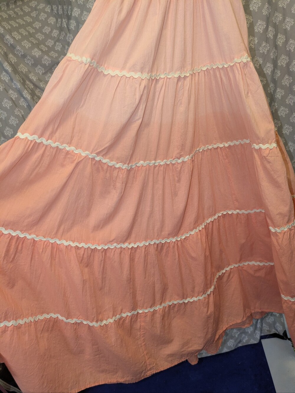 NWT Top It Off Peach Cotton Tiered Ric Rac Maxi Dress - Size M - Picture 8 of 8
